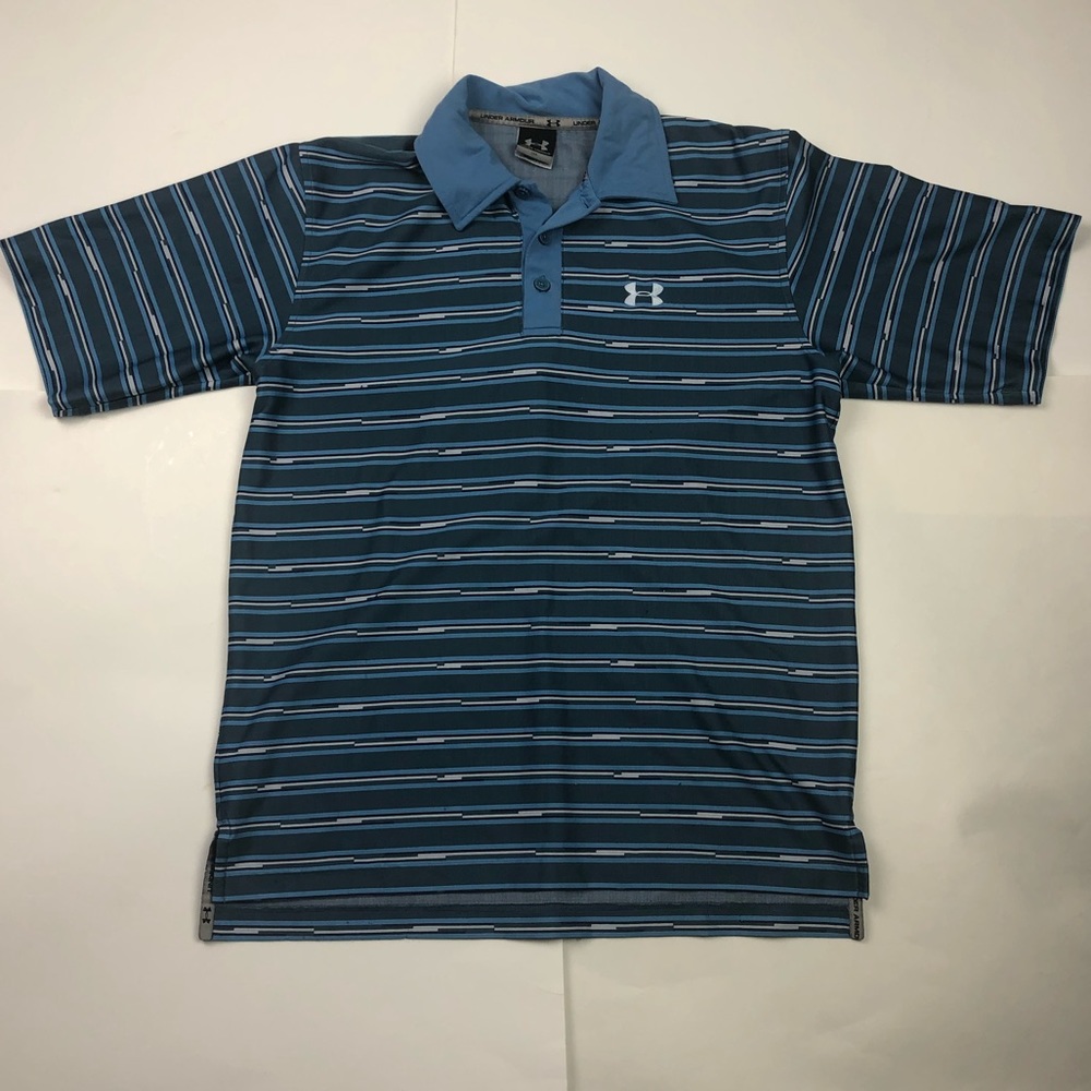 Under Armour Polo Stripe Blue White Mens S